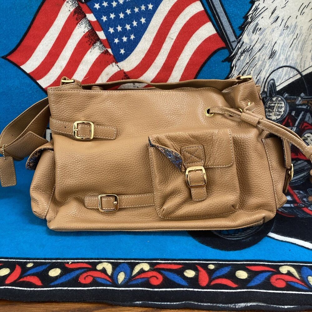 MAXX New York Hobo Large Tan Brown Shoulder Purse Bag Clean Lots Of Pockets
